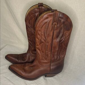 Boulet Brown Leather Cowboy Boots Western Made in Canada Men’s 9